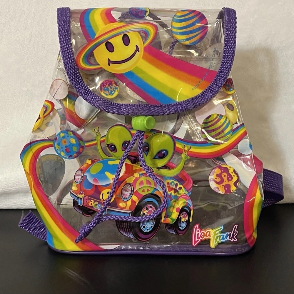 Lisa Frank Vintage 90s Zorbit & Zoomer Rainbow Alien Clear Mini Backpack